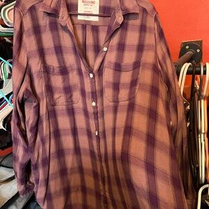 Mossimo Purple Plaid Button-Up Shirt